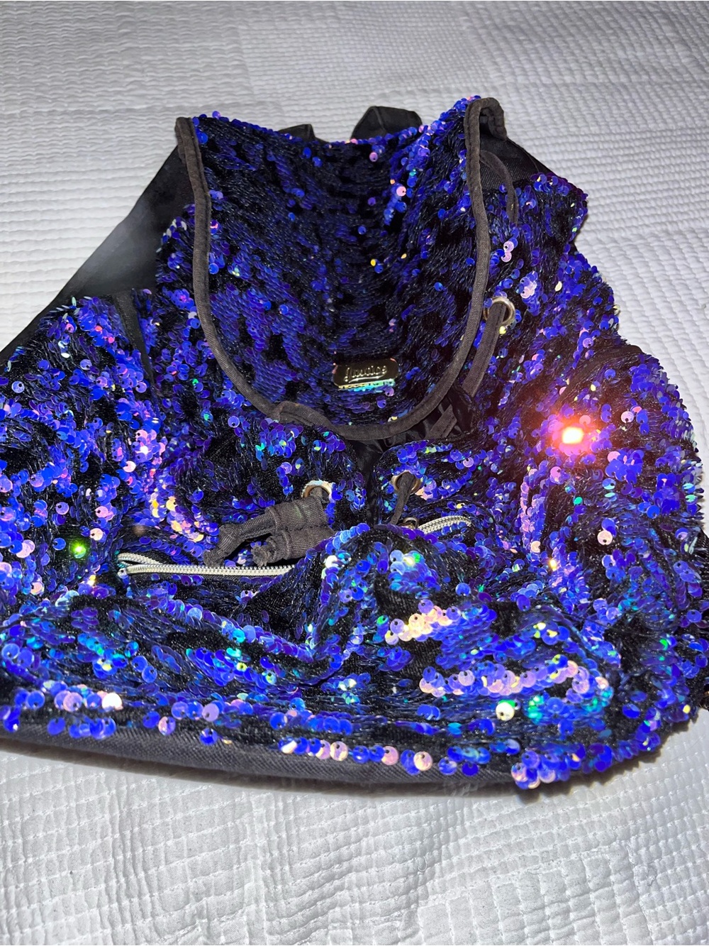 Justice Blue Sequin Drawstring Backpack